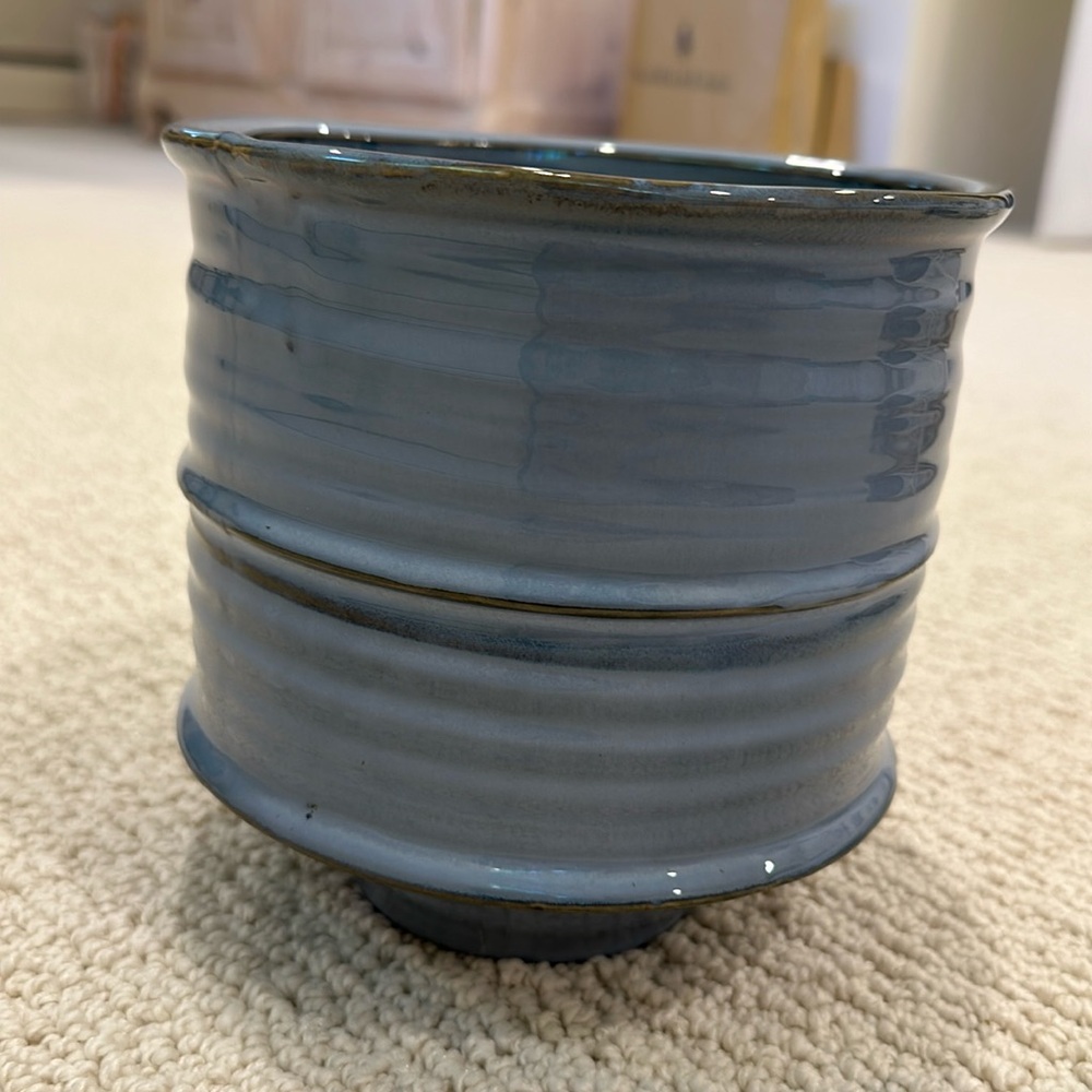 One Kings Lane Ceramic Planter Slate Blue